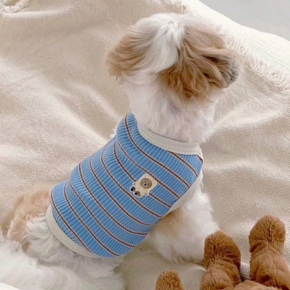 Lightweight Striped Pet Vest for Summer - Blue