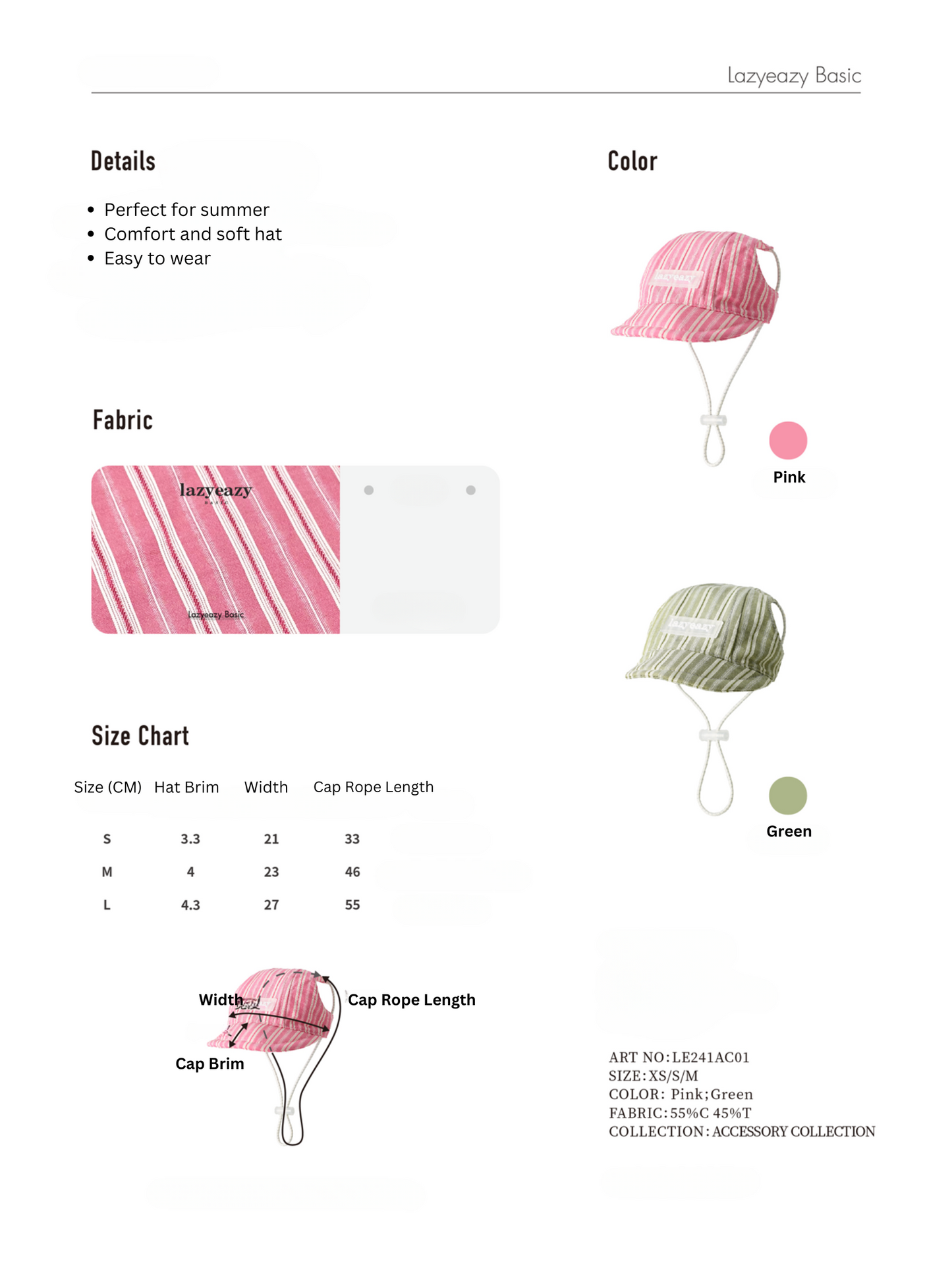 [Pre-order] LAZYEAZY Stripe Cap - Pink