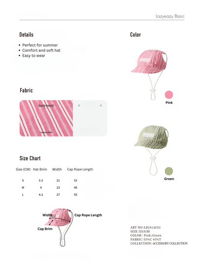[Pre-order] LAZYEAZY Stripe Cap - Pink