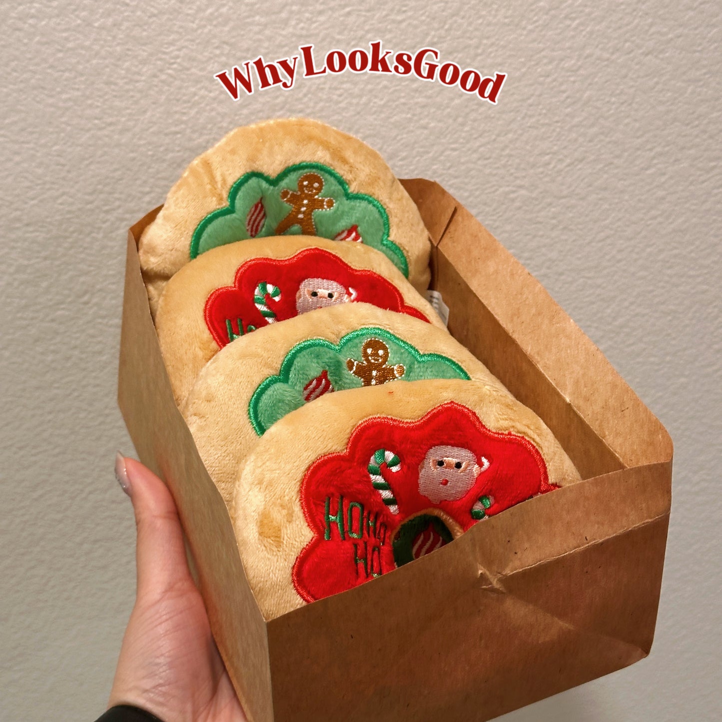 Christmas Gingerbread Donut Plush Squeaky Dog Toy - Gingerbread