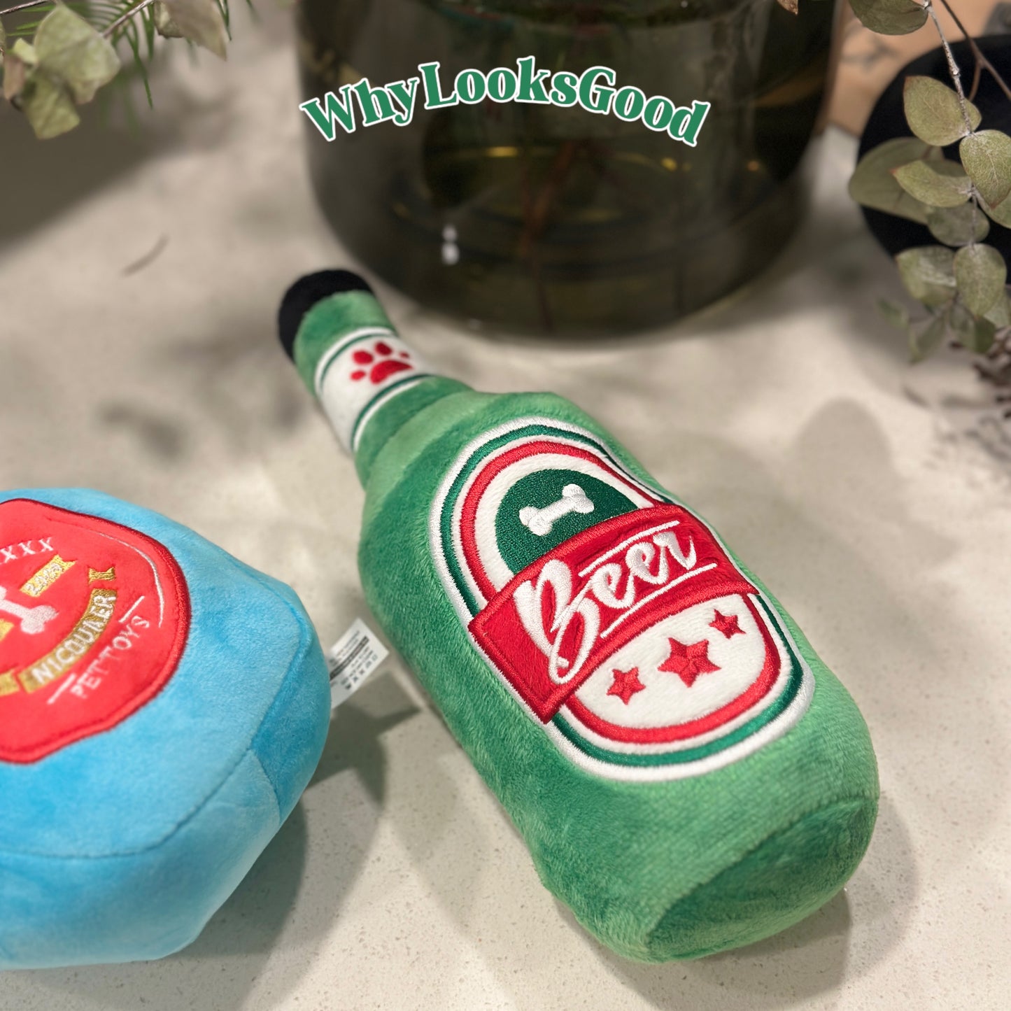 Plush Liquor Bottle Squeaky Toy - Beer
