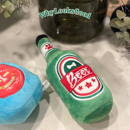 Plush Liquor Bottle Squeaky Toy - Beer