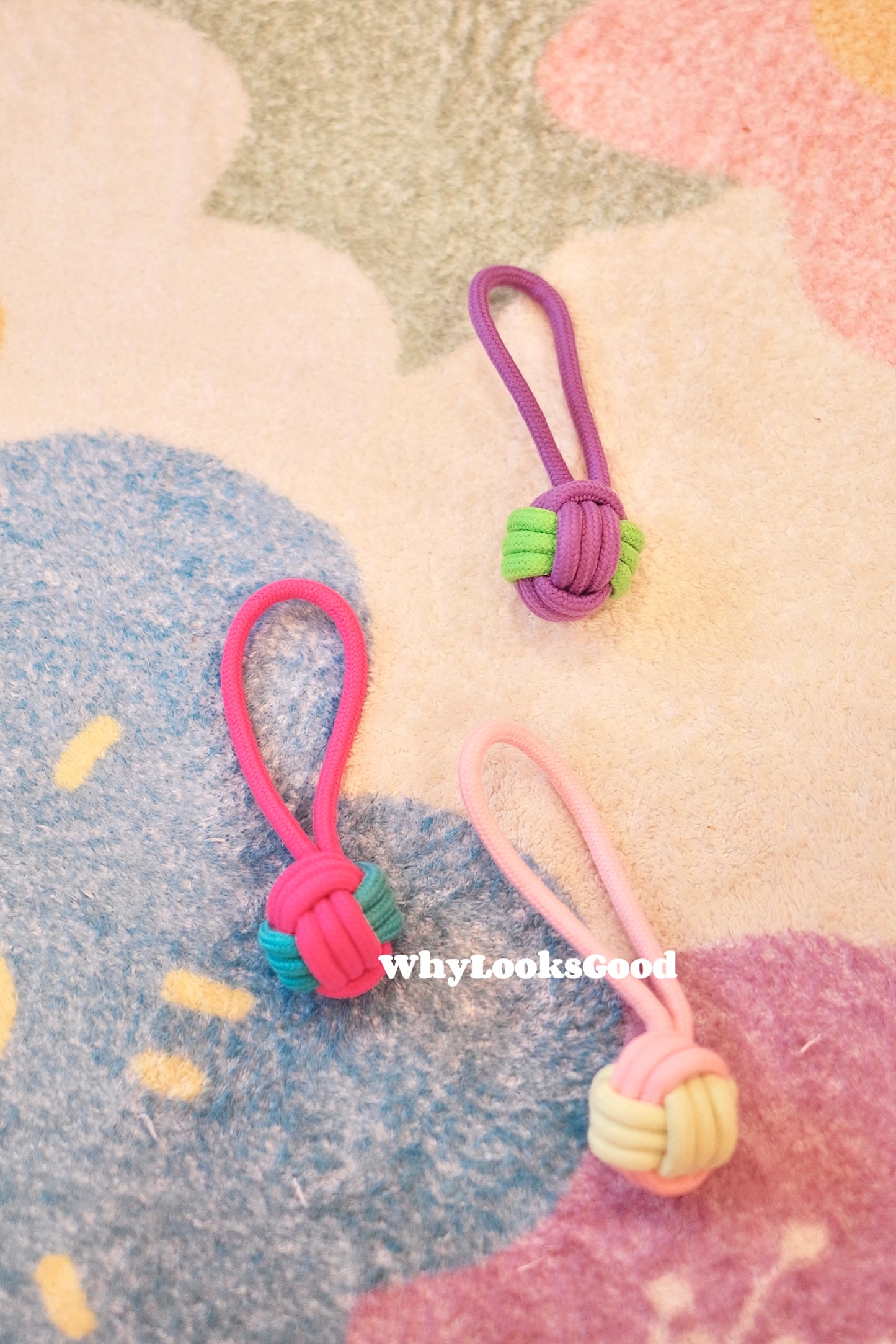 Durable Colorful Rope Knot Ball Dog Toy - Pink & Yellow