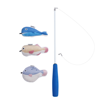 ZEZE Retractable Cat Teaser Wand with Catnip Fish Toys (3 in 1 Pack)