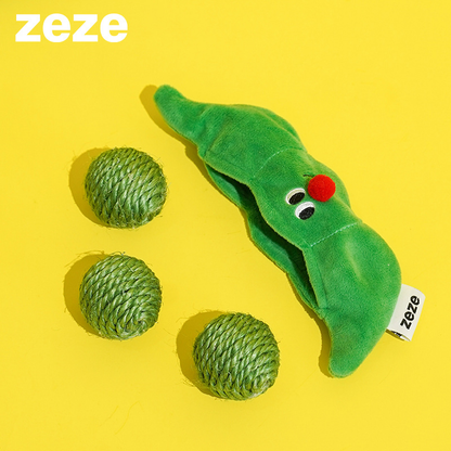 ZEZE Green Pea Sisal Ball Cat Toy (3 in 1)
